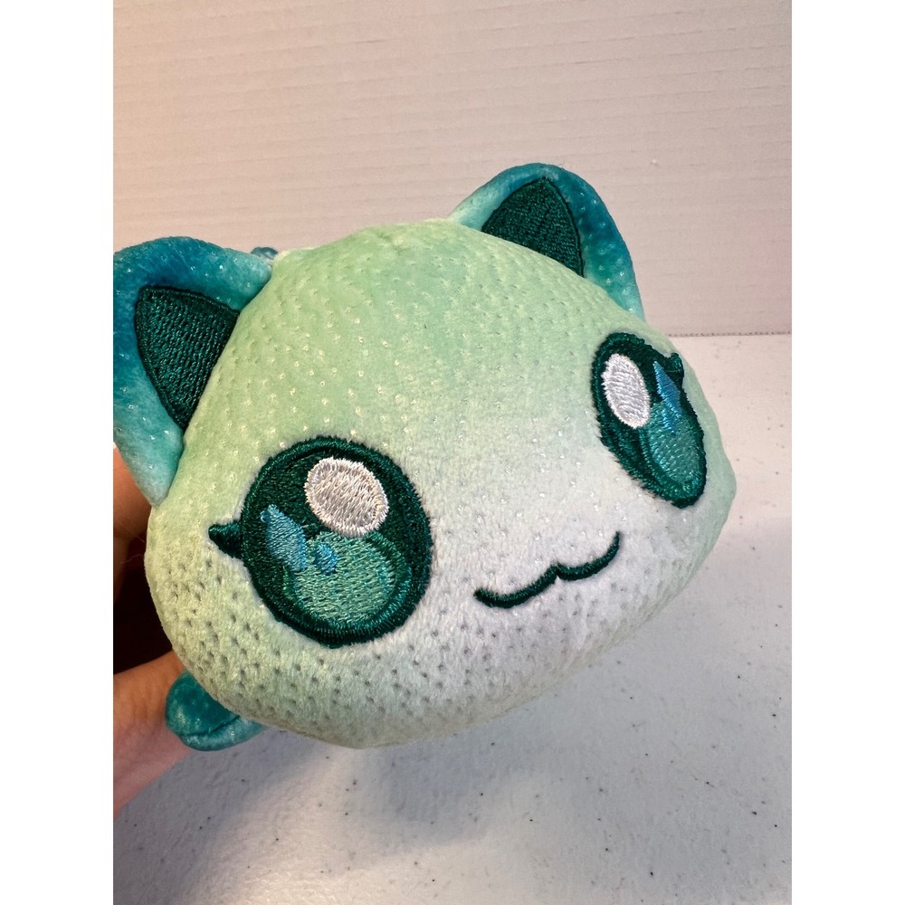 Aphmau MeeMeows Mystery Plush Celestial Cat Mint Teal Gingham Bow 6 Inch